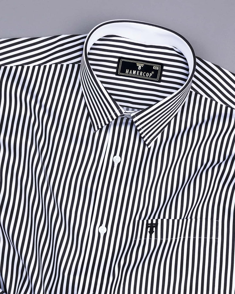 Destiny Black With White Stripe Premium Giza Designer Shirt