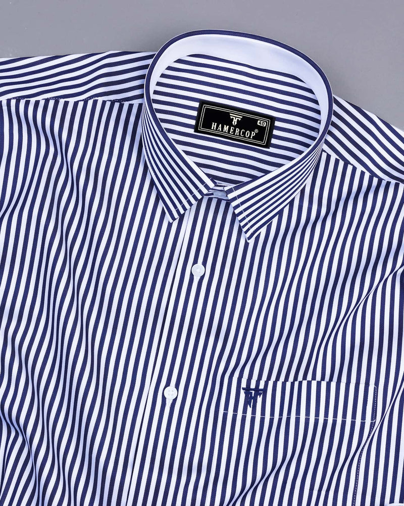 Destiny NavyBlue With White Stripe Premium Giza Designer Shirt
