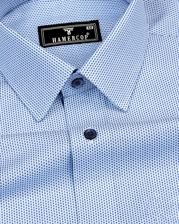 Aerino Blue With White Dobby Textured Premium Giza Shirt