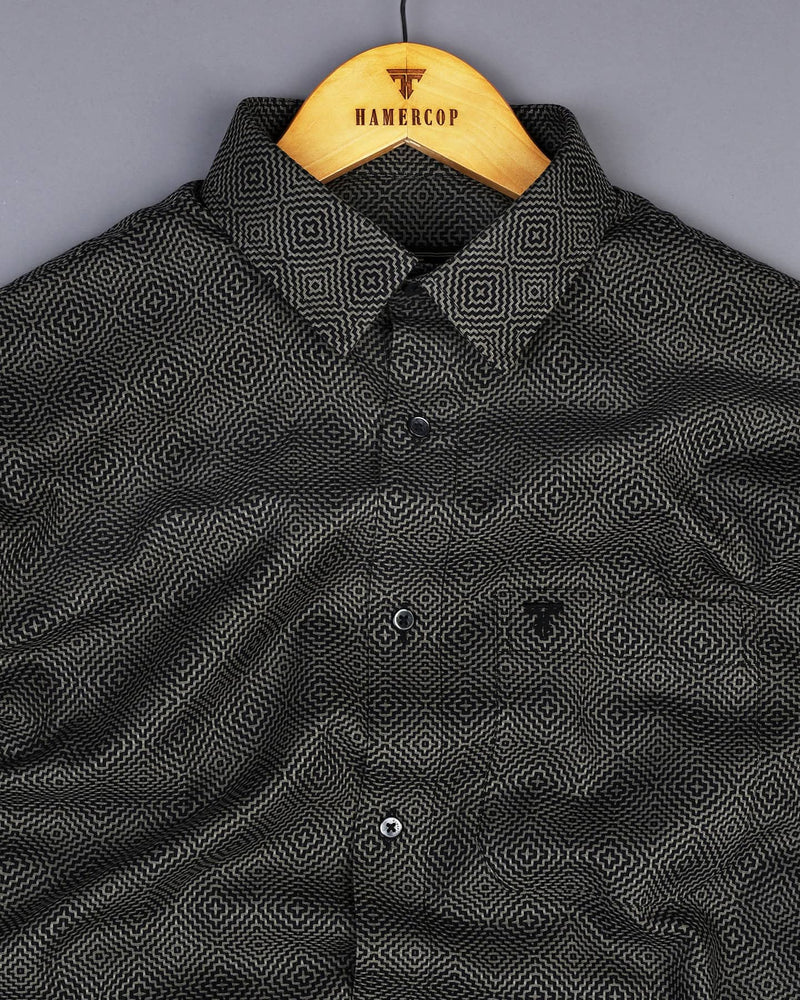 Benton Olive Green Dobby Texture Premium Giza Shirt