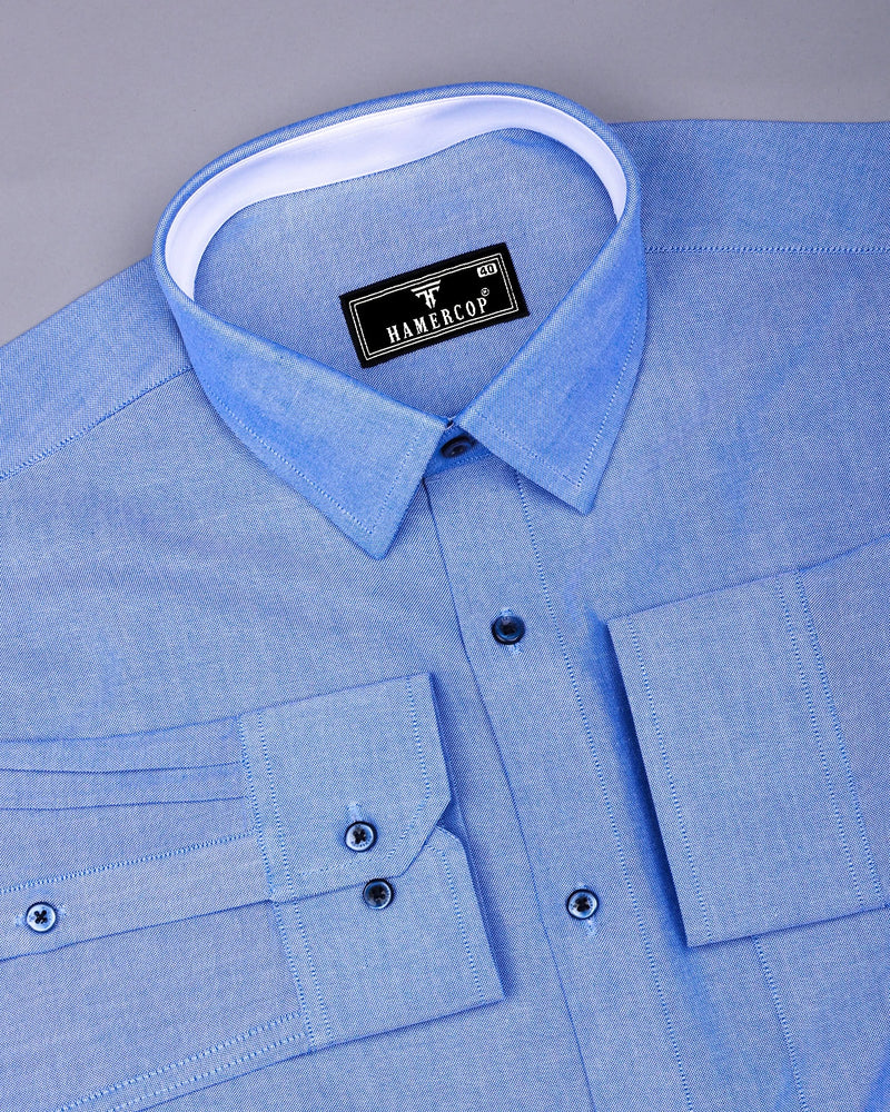 Tufts Blue Plain Oxford Cotton Designer Formal Shirt