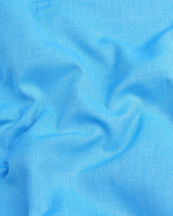 Sea Water Blue Plain Oxford Cotton Formal Shirt