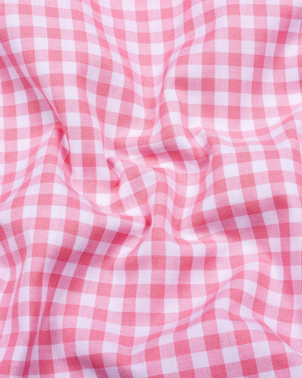 Majelo Pink With White Check Oxford Cotton Shirt
