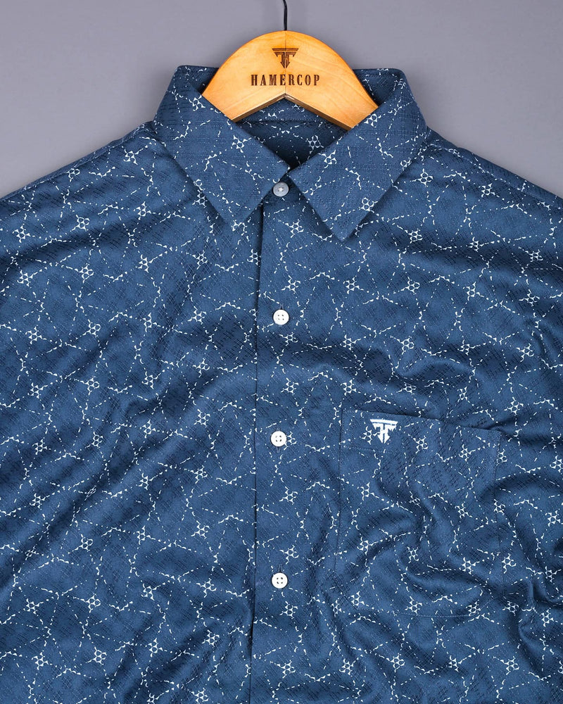Rodez Gray With White Printed Dobby Cotton Shirt