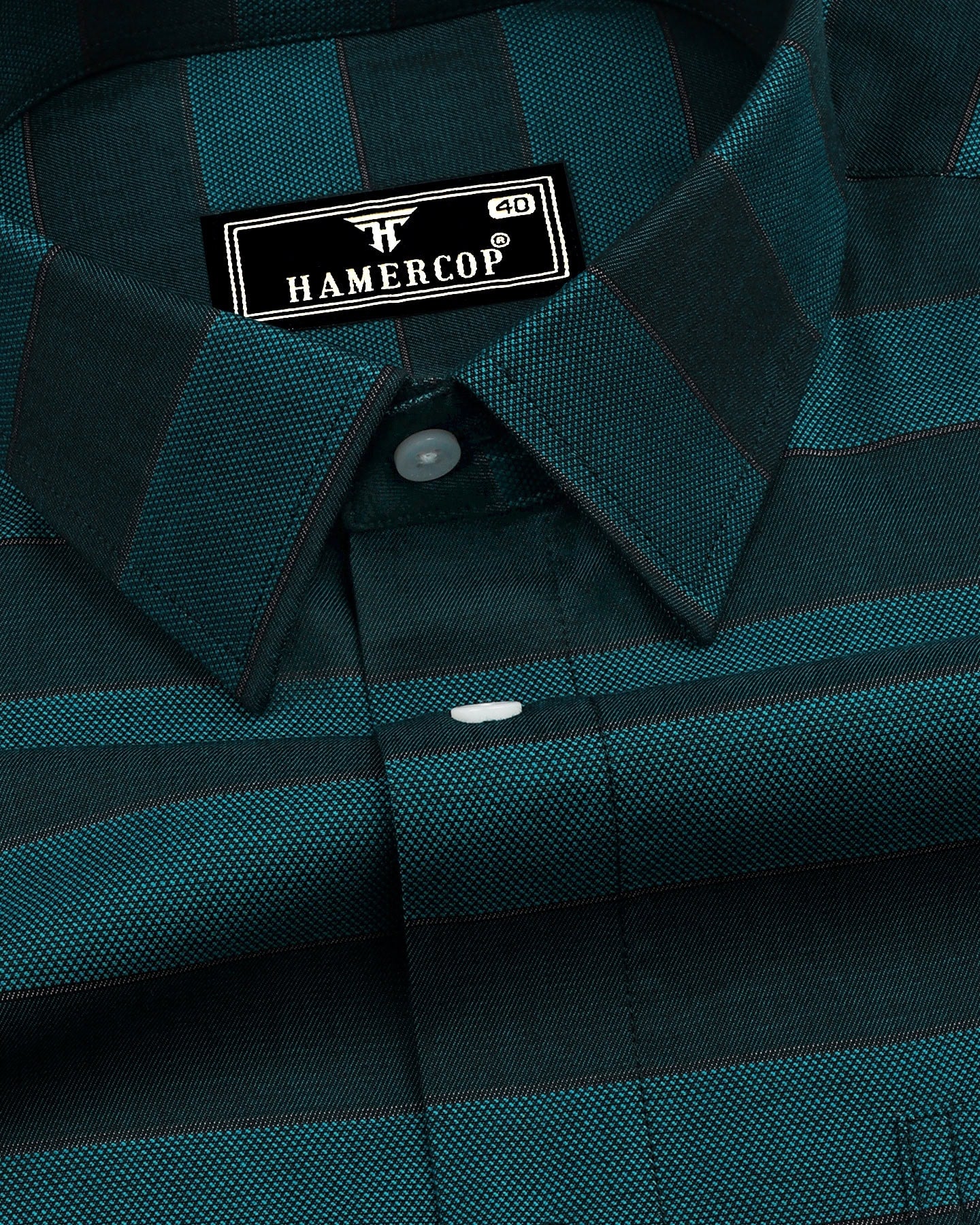 Ameri STRIPE SHIRT ROMPERS グリーン　M Algeria Rama Green Jacquard Weft Stripe Cotton Shirt – hamercopglobal