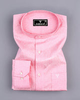 Pastel Pink With White Printed Satin Cotton Shirt