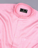 Pastel Pink With White Printed Satin Cotton Shirt