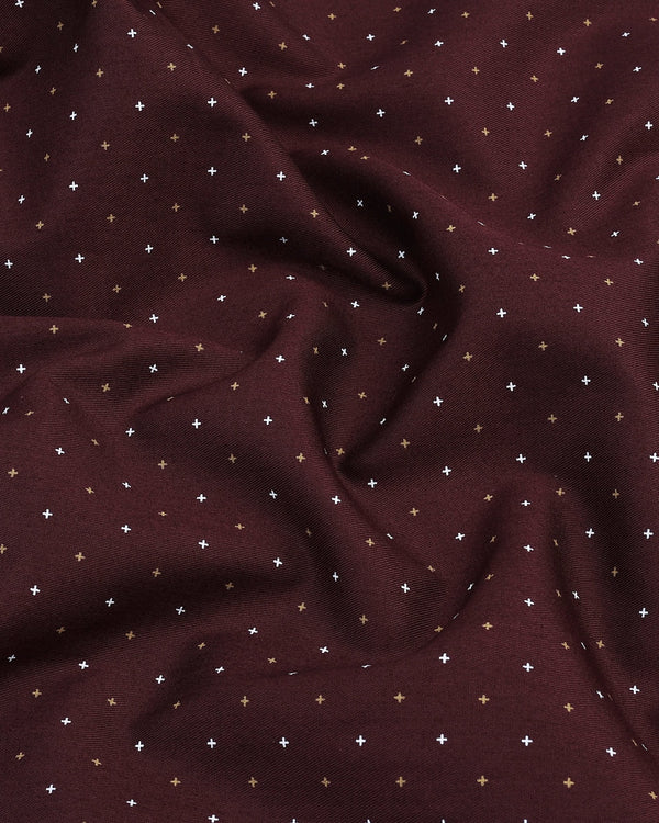 Carob Brown Twill Printed Cotton Shirt