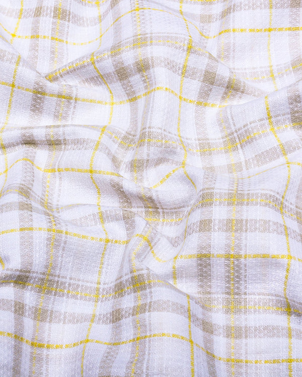 Bruton White With Gray Dobby Check Cotton Shirt