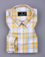 Britof Yellow With White Check Oxford Cotton Shirt