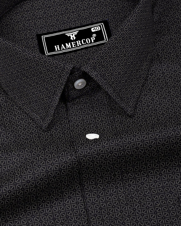 Icon Black With Cream Printed Dobby Cotton Shirt