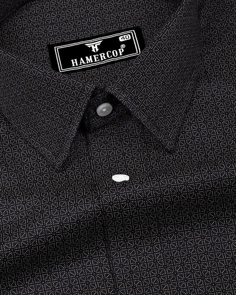 Icon Black With Cream Printed Dobby Cotton Shirt