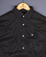 Icon Black With Cream Printed Dobby Cotton Shirt