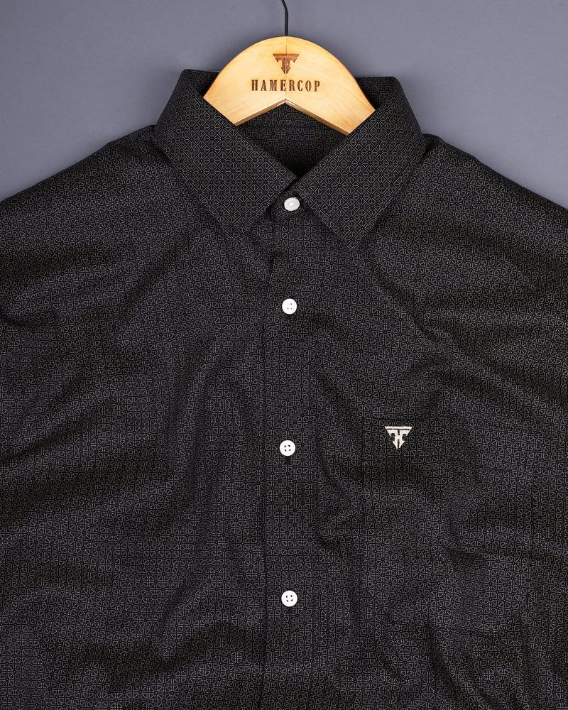 Icon Black With Cream Printed Dobby Cotton Shirt