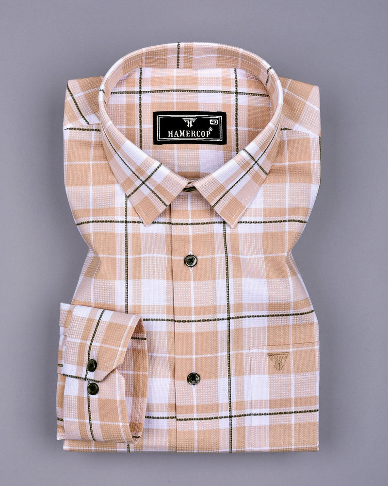 Combon Cream With White Waffle Dobby Check Shirt