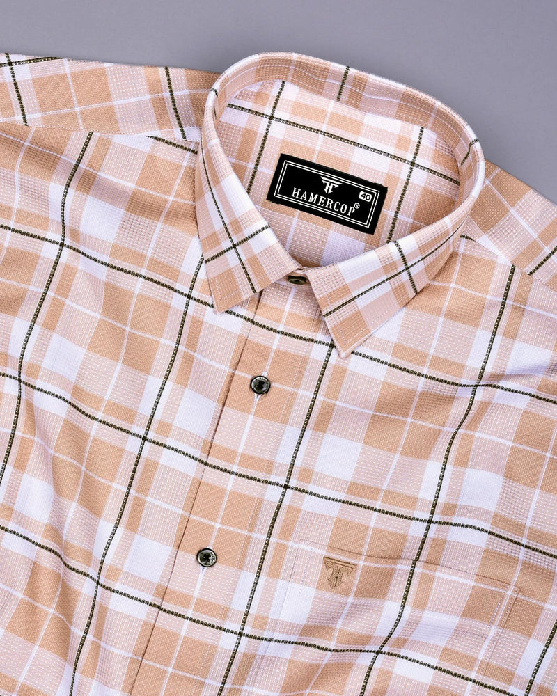 Combon Cream With White Waffle Dobby Check Shirt