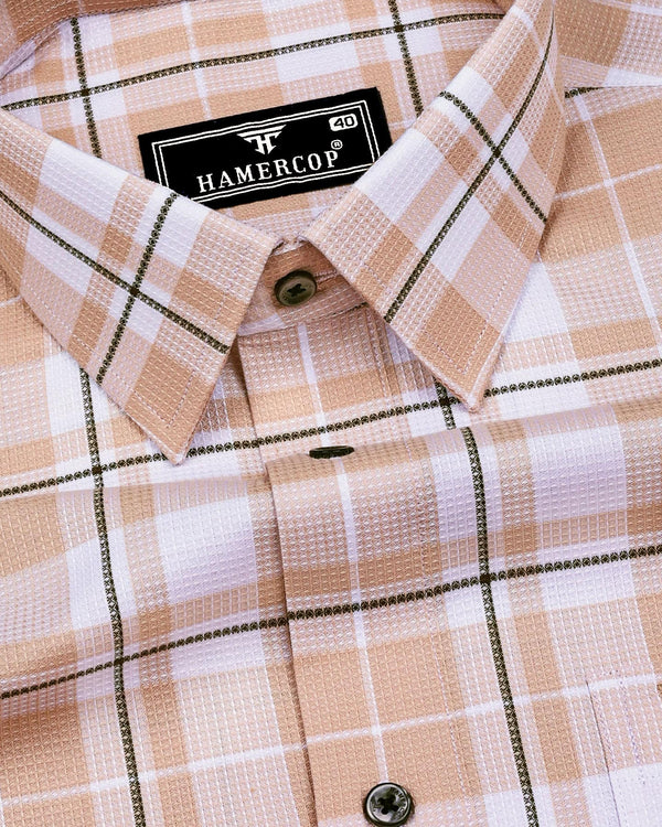 Combon Cream With White Waffle Dobby Check Shirt