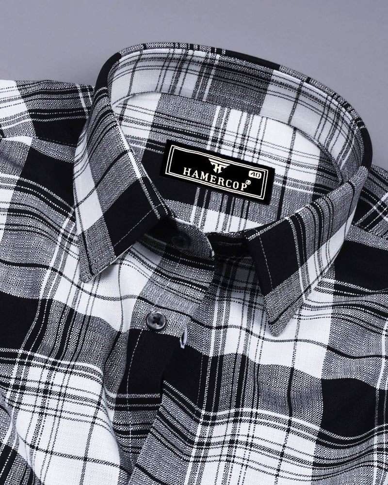 Cosenza Black With White Check Dobby Cotton Shirt