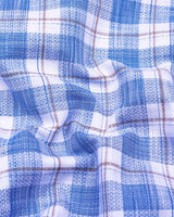 Etobon Blue With White Check Dobby Cotton Shirt