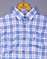 Etobon Blue With White Check Dobby Cotton Shirt