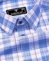 Etobon Blue With White Check Dobby Cotton Shirt