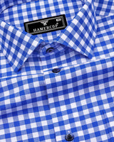 Majelo True blue With White Check Oxford Cotton Shirt