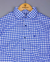 Majelo True blue With White Check Oxford Cotton Shirt