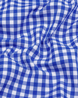 Majelo True blue With White Check Oxford Cotton Shirt
