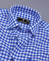 Majelo True blue With White Check Oxford Cotton Shirt