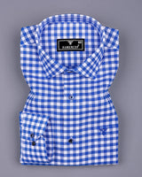 Majelo True blue With White Check Oxford Cotton Shirt