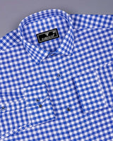 Majelo True blue With White Check Oxford Cotton Shirt