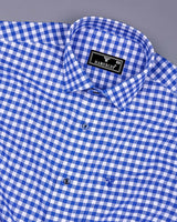 Majelo True blue With White Check Oxford Cotton Shirt