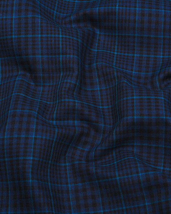 Herson Blue With Black Check Oxford Cotton Shirt