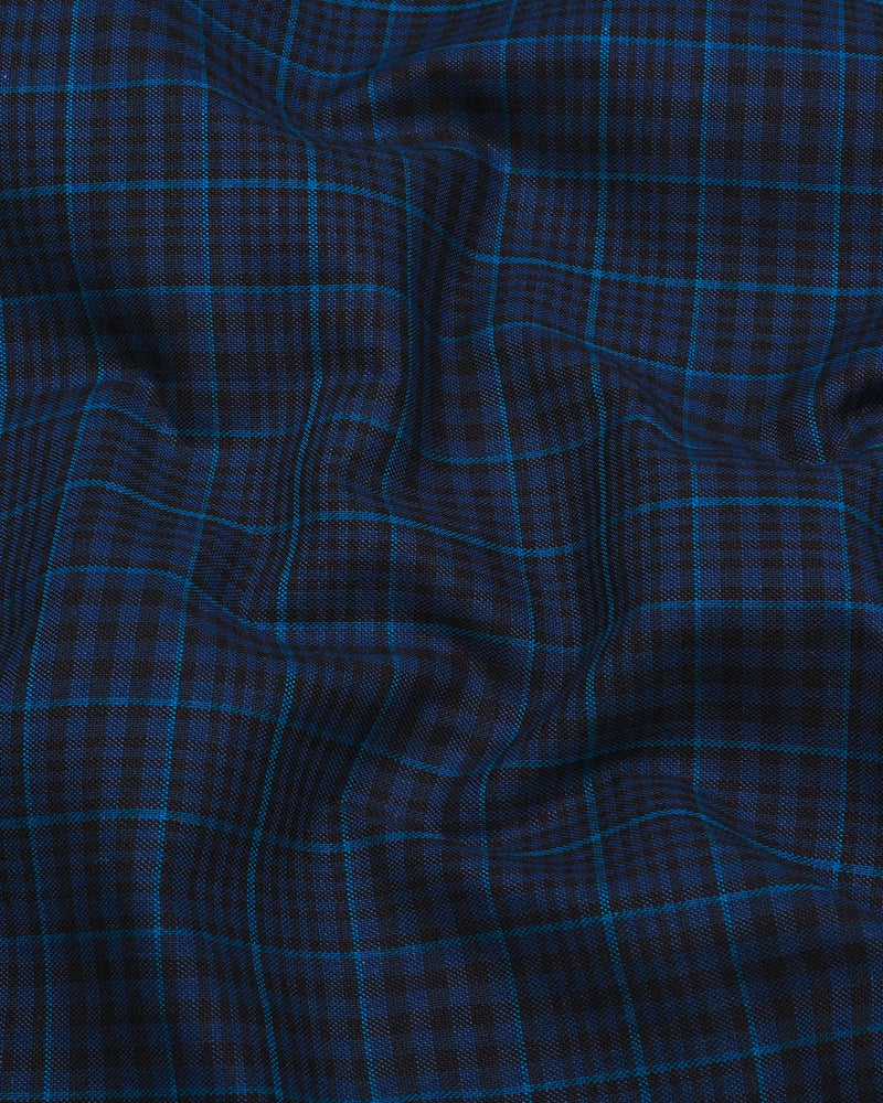 Herson Blue With Black Check Oxford Cotton Shirt