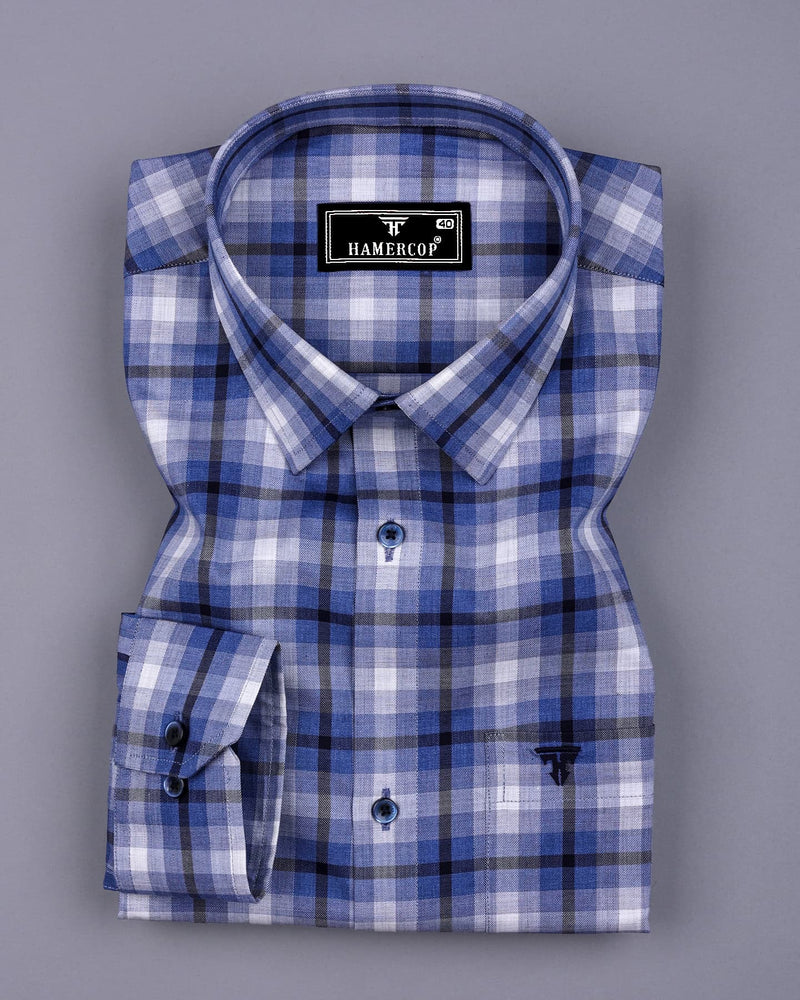 Kostel Blue Multi Shaded Check Cotton Shirt
