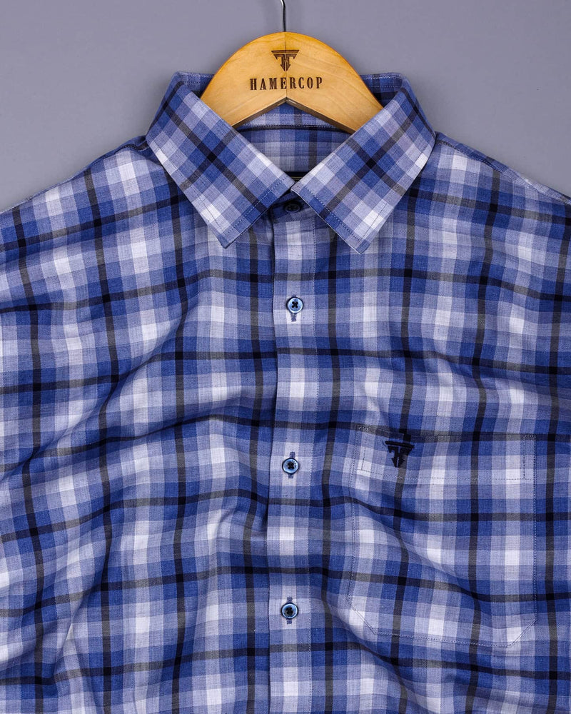 Kostel Blue Multi Shaded Check Cotton Shirt