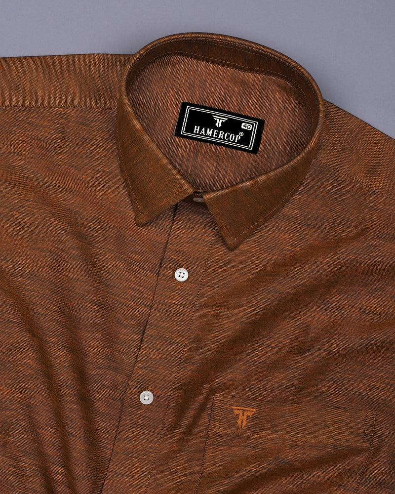 Spices Mustard Heavy Linen Cotton Solid Shirt