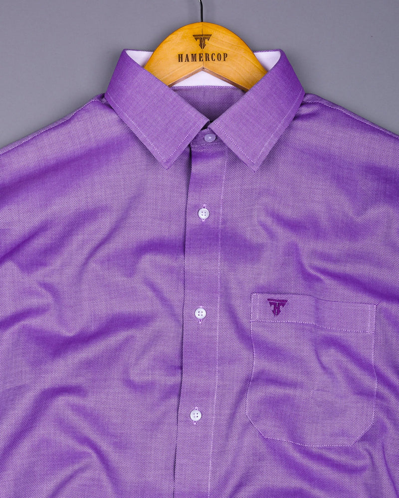 Ultra Violet Purple With White Dobby Texture Designer Shirt