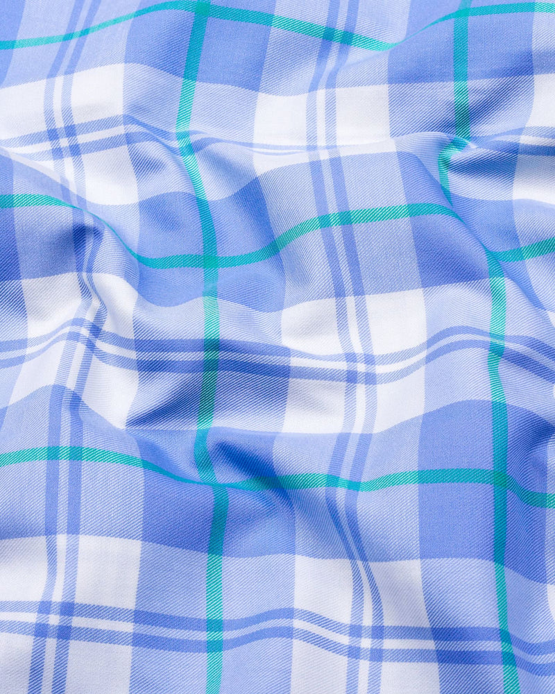 Blois Blue With White Twill Check Premium Cotton Shirt