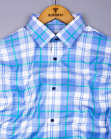 Blois Blue With White Twill Check Premium Cotton Shirt