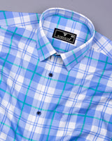 Blois Blue With White Twill Check Premium Cotton Shirt
