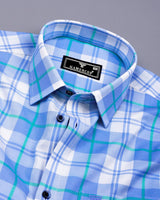 Blois Blue With White Twill Check Premium Cotton Shirt
