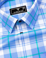 Blois Blue With White Twill Check Premium Cotton Shirt