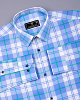 Blois Blue With White Twill Check Premium Cotton Shirt