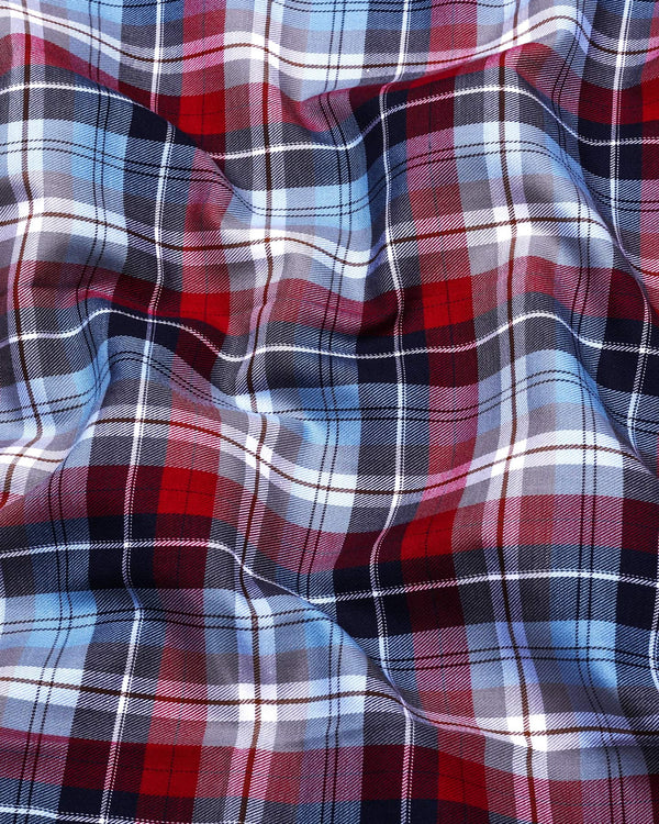 Falsa Red Multicolor Twill Check Premium Cotton Shirt