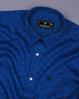 Sapphire Blue Square Printed Cotton Shirt