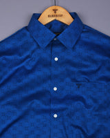 Sapphire Blue Square Printed Cotton Shirt