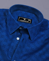 Sapphire Blue Square Printed Cotton Shirt