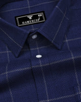 Dortan NavyBlue With Cream Dobby Broad Check Cotton Shirt