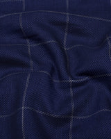 Dortan NavyBlue With Cream Dobby Broad Check Cotton Shirt
